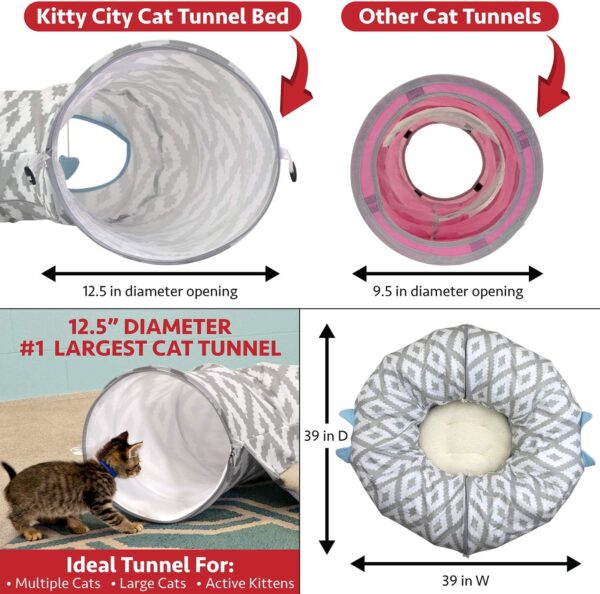 Kitty City Large Cat Tunnel Bed, Cat Bed, Pop Up Bed, Cat Toys, White - Image 3
