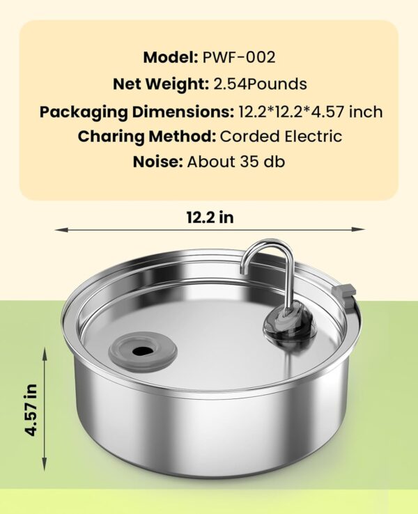 oneisall Dog Water Fountain for Large Dogs,7L/230oz/1.8G Stainless Steel Dog Fountain Bowl Super Quiet with Triple Filtration,Great for Large Dogs Cats and Multi-Pet Home - Image 3