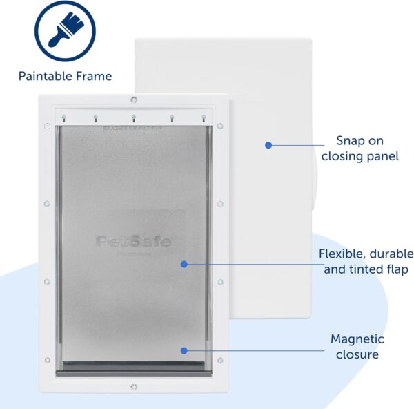 PetSafe Never Rust Plastic Doggie Door for Install in Interior and Exterior Doors or Walls, Paintable, Easy Install, Closing Panel Included, for Pets Up to 100 lb, (Large) - Image 4