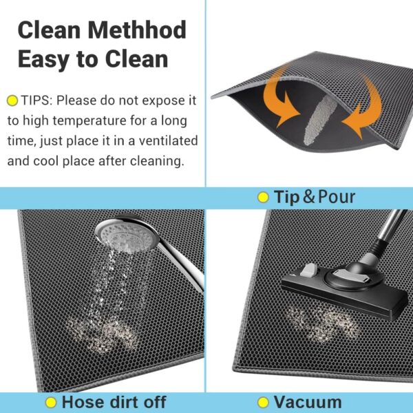 Pieviev Cat Litter Mat Double Layer Waterproof Urine Proof Trapping Mat 1 Pack (Gray, 24x15 Inch (Pack of 1)) - Image 2