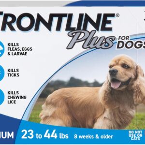 Frontline Plus Flea and Tick Treatment for Medium Dogs Up to 23 to 44 lbs. 3 Treatments