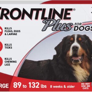 Frontline Plus Flea and Tick Treatment for X-Large Dogs Up to 89 to 132 lbs. 3 Treatments