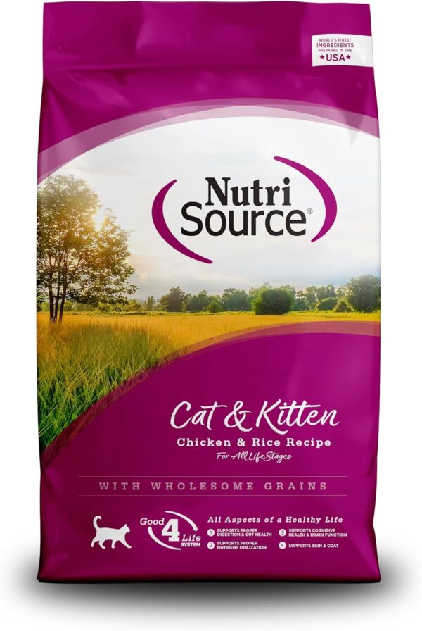 NutriSource Cat & Kitten Food, Made with Chicken & Rice, 12LB