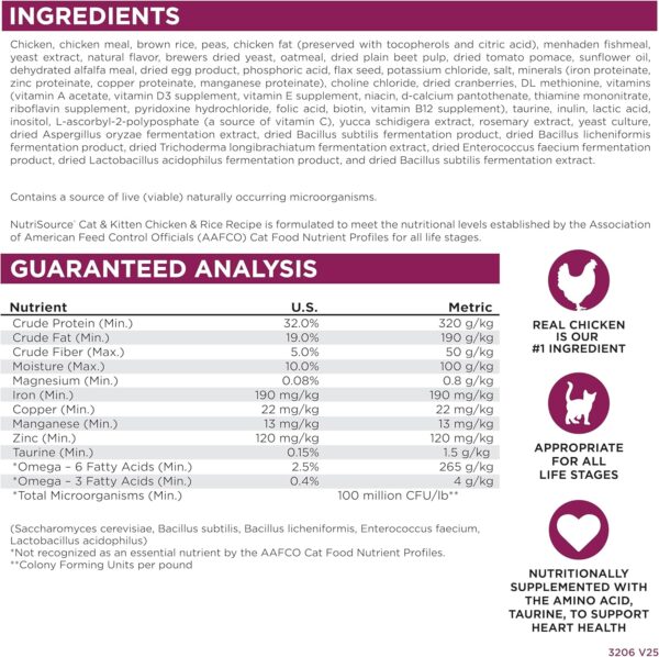 NutriSource Cat & Kitten Food, Made with Chicken & Rice, 12LB - Image 2