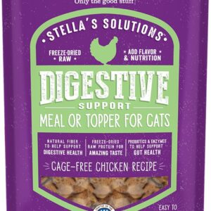 Stella & Chewy's – Stella’s Solutions Digestive Boost – Cage-Free Chicken Dinner Mixer – Freeze-Dried Raw, Protein Rich, Grain Free Cat Food – 7.5 oz Bag
