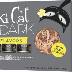 Tiki Cat After Dark, Variety Pack, High-Protein and 100% Non-GMO Ingredients, Wet Cat Food for Adult Cats, 2.8 oz. Cans (Pack of 18)