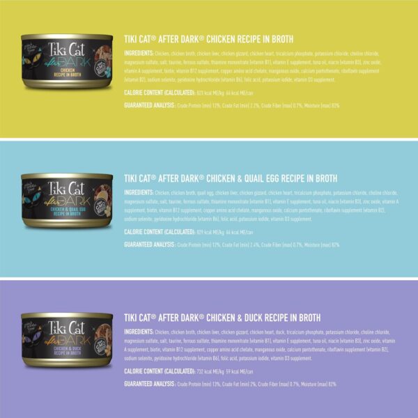 Tiki Cat After Dark, Variety Pack, High-Protein and 100% Non-GMO Ingredients, Wet Cat Food for Adult Cats, 2.8 oz. Cans (Pack of 18) - Image 2