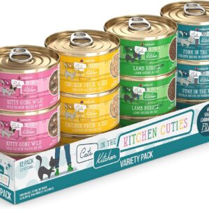Weruva Cats in The Kitchen, Kitchen Cuties Variety Pack, Wet Cat Food, 3.2oz Can (Pack of 12)